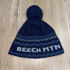 Vintage The Look By Ski Country Imports Unisex Wool Blend Beanie With Pom Blue